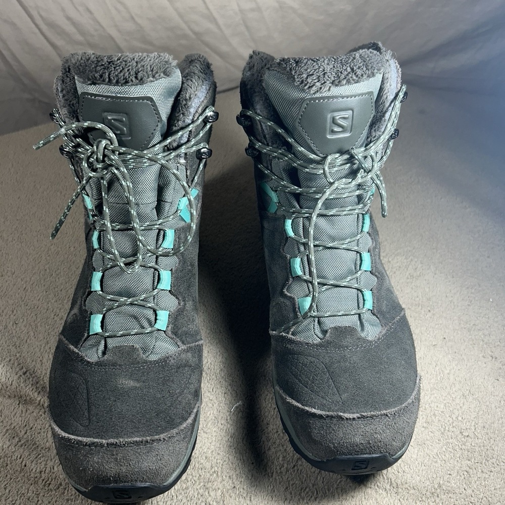Salomon Ellipse Winter GTX Boots Womens 8 Gray Gore-Tex Contagrip Hiking Shoes